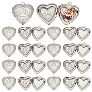 Elite 20Pcs 304 Stainless Steel Locket Pendants, Heart with Paw Print Charm, Stainless Steel Color, 22.5x19.5x2.5mm, Hole: 1.6mm, Inner Diameter: 11x14mm(STAS-PH0005-68)