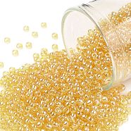 TOHO Round Seed Beads, Japanese Seed Beads, (103) Transparent Luster Light Amber, 11/0, 2.2mm, Hole: 0.8mm, about 5555pcs/50g(SEED-XTR11-0103)