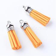 Faux Suede Tassel Pendant Decorations, with CCB Plastic Cord Ends, Platinum, Gold, 35~37x10mm, Hole: 1.8mm(FIND-T002-A21)