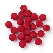 Flocky Acrylic Beads, Half Drilled, Round, Red, 16mm, Hole: 1.6mm(X-OACR-I001-16mm-L11)