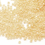 Glass Seed Beads, Ceylon, Round, Champagne Yellow, 2mm, Hole: 1mm, about 30000pcs/pound(SEED-A011-2mm-153)