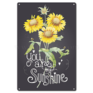 Vintage Metal Tin Sign, Wall Decor for Bars, Restaurants, Cafes Pubs, Sunflower Pattern, 30x20cm(AJEW-WH0157-008)