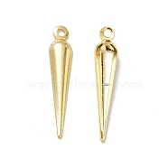 Rack Plating Brass Pendant, Cadmium Free & Lead Free, Cone Charm, Real 24K Gold Plated, 15x3x1mm, Hole: 1mm(KK-A172-01G)