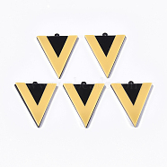 Cellulose Acetate(Resin) Pendants, Triangle, Gold, 42x34x4mm, Hole: 1.5mm(KY-T008-15C)