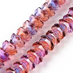 Transparent Glass Beads Strands, Two Tone, Flower, Orchid, 11~12x7.5~8mm, Hole: 1.4mm, about 50pcs/strand, 11.42''(29cm)(LAMP-H061-01B-04)