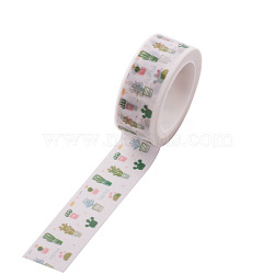 DIY Scrapbook Decorative Paper Tapes, Adhesive Tapes, Cactus, White, 15mm, 5m/roll(5.46yards/roll)(DIY-F016-P-22)