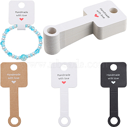 150Pcs 3 Colors Paper Display Cards, for Bracelet, Necklace, Hair Band, Rectangle with Heart and Word, Mixed Color, 4.9x4x0.55cm, Hole: 10~10.5mm, 50pcs/color(CDIS-SC0001-09)