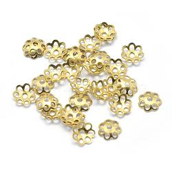 Brass Bead Caps, Lead Free & Cadmium Free & Nickel Free, Multi-Petal, Raw(Unplated), 5.5x1.5mm, Hole: 1mm(KK-G319-08C-RS)