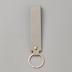 Rectangle PU Leather Keychain, with Iron Key Ring, for Car Key Bag Decoration, Light Grey, 140mm(HJEW-WH0078-01D)