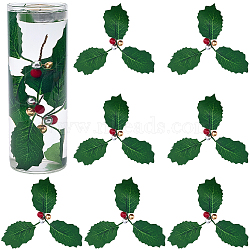 45Pcs Foam & Cloth Artificial Holly Leaves, with Iron Stems, for Christmas Wreath Accessories, Colorful, 60x142x104mm(AJEW-SC0031-52A)