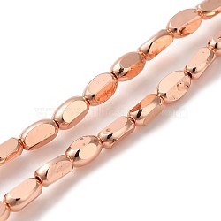Electroplate Glass Beads Strands, Full Plated, Faceted Oval, Rose Gold Plated, 6x4.5x3mm, Hole: 1mm, about 50pcs/strand, 13.39 inch(34cm)(EGLA-P053-01A-FP04)