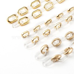 Handmade 3 Strands 3 Styles CCB Plastic Cable Chains, with Transparent Acrylic Linking Rings, Clear, Golden, 28x17x5mm, 22.5x16x8.5mm, 27x16x4mm, 19x12x4.5mm, 39.37 inch(1m)/strand, 3 strands/set(AJEW-JB00960)