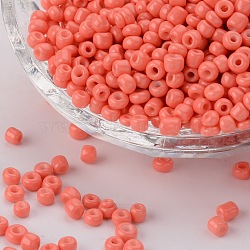 Baking Paint Glass Seed Beads, Light Coral, 6/0, 4~5x3~4mm, Hole: 1~2mm, about 4500pcs/bag(SEED-S003-K16)