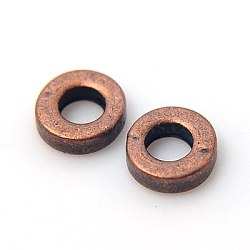 Tibetan Style Spacer Beads, Lead Free & Cadmium Free, Donut, Red Copper, 6x2mm, Hole: 2.5mm(X-LF0842Y-R)