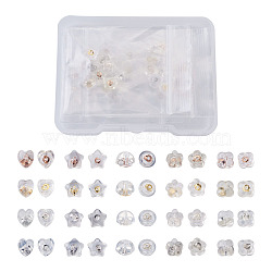 Silicone Ear Nuts, with 925 Sterling Silver Findings, Heart, Clear, Mixed Color, 20pairs/box(SIL-TA0001-01)