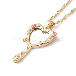 304 Stainless Steel Singapore Chain Necklaces, Magic Pendant Necklaces, with Glass for Women, Golden, 17.99 inch(45.7cm)(NJEW-A020-01G)