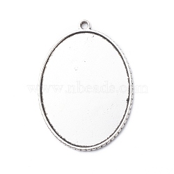 Alloy Pendant Cabochon Settings, Cadmium Free & Lead Free, Oval, Antique Silver, Tray: 43x32mm, 55.5x40.5x2mm, Hole: 3mm(PALLOY-A19949-AS-LF)