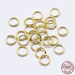 925 Sterling Silver Round Rings, Soldered Jump Rings, Closed Jump Rings, Golden, 19 Gauge, 7x0.9mm, Inner Diameter: 5mm(STER-F036-03G-0.9x7)
