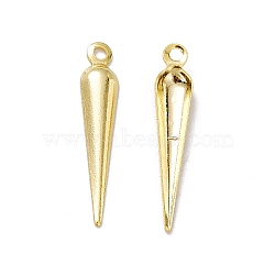 Rack Plating Brass Pendant, Cadmium Free & Lead Free, Cone Charm, Real 24K Gold Plated, 15x3x1mm, Hole: 1mm(KK-A172-01G)