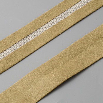 2M Flat PU Leather Folded Edge Band, for Pillow Decor, Pale Goldenrod, 18~20x1mm, about 2.19 Yards(2m)/pc