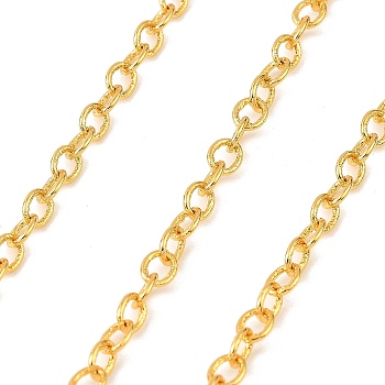 Brass Cable Chains, Soldered, with Card Paper, Real 18K Gold Plated, 5x4x0.8mm, about 3.28 Feet(1m)/pc