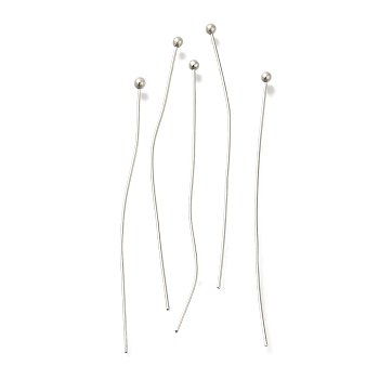 Brass Ball Head Pins, Lead Free & Cadmium Free, 925 Sterling Silver Plated, 50x0.6mm, Head: 2mm