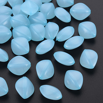 Imitation Jelly Acrylic Beads, Rhombus, Light Sky Blue, 17x14.5x9.5mm, Hole: 1.6mm, about 500pcs/500g