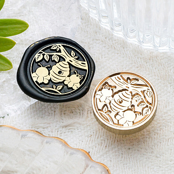 Animal Insect Theme Golden Plated Wax Seal Brass Stamp Head, for Wax Seal Stamp, Bees, 25x15mm, Hole: 7mm