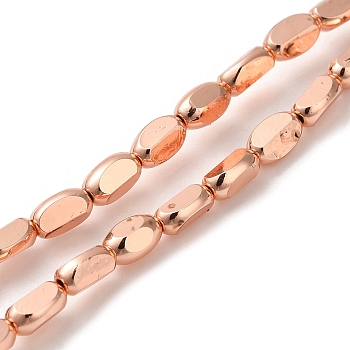 Electroplate Glass Beads Strands, Full Plated, Faceted Oval, Rose Gold Plated, 6x4.5x3mm, Hole: 1mm, about 50pcs/strand, 13.39 inch(34cm)