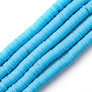 Handmade Polymer Clay Beads Strands, for DIY Jewelry Crafts Supplies, Heishi Beads, Disc/Flat Round, Dodger Blue, 8x0.5mm, Hole: 2mm, about 350pcs/strand, 15.75''(40cm)