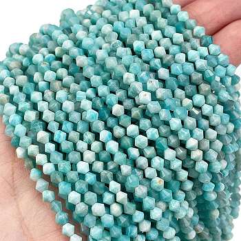 Natural Amazonite Beads Strands, Faceted, Bicone, 3.5~4x4mm, Hole: 0.7mm, about 102pcs/strand, 15.04~15.20''(38.2~38.6cm)