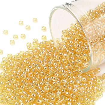 TOHO Round Seed Beads, Japanese Seed Beads, (103) Transparent Luster Light Amber, 11/0, 2.2mm, Hole: 0.8mm, about 5555pcs/50g