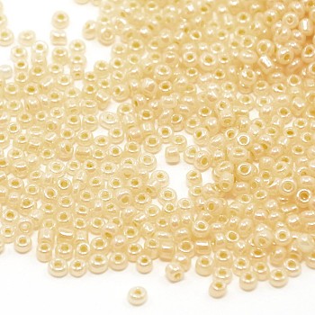 Glass Seed Beads, Ceylon, Round, Champagne Yellow, 2mm, Hole: 1mm, about 30000pcs/pound