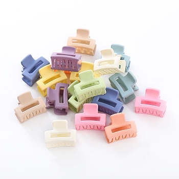 Rectangle Plastic Claw Hair Clips, with Iron Findings, for Girls, Mixed Color, 25mm