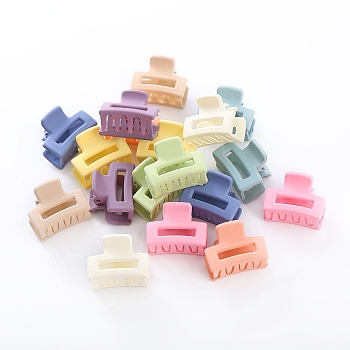 Rectangle Plastic Claw Hair Clips, with Iron Findings, for Girls, Mixed Color, 30mm