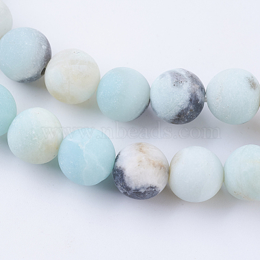 Frosted Natural Amazonite Round Bead Strands(G-E334-6mm-09)-3