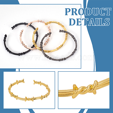 4Pcs 4 Colors Alloy Thornlet Open Cuff Bangles Set(BJEW-AN0001-78)-3