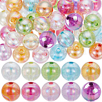 60Pcs 10 Colors Transparent Acrylic Beads, AB Color Plated, Round, Mixed Color, 16x15mm, Hole: 2.8mm, 6pcs/color(MACR-SC0001-29)