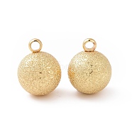 Brass Pendants, Long-Lasting Plated, Textured, Round, Real 18K Gold Plated, 17.5x14mm, Hole: 1.8mm(KK-G389-05G)