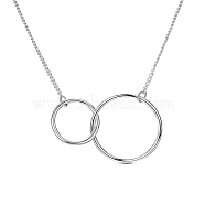 SHEGRACE Trendy Rhodium Plated 925 Sterling Silver Necklace, with Interlocking Rings Pendant, Platinum, 17.7 inch(JN428A)