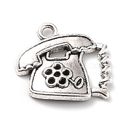 Tibetan Style Alloy Telephone Charms, Antique Silver, 17x18x2.5mm, Hole: 1.8mm(X-FIND-Z003-01AS)