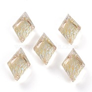 Embossed Glass Rhinestone Pendants, Rhombus, Faceted, Paradise Shine, 19x12x6mm, Hole: 1.5mm(GLAA-J101-04B-001PS)