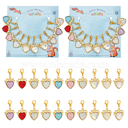 Heart with Bowknot Pendant Stitch Markers, Alloy & Acrylic Crochet Lobster Clasp Charms, Locking Stitch Marker with Wine Glass Charm Ring, Mixed Color, 3.3cm, 10 colors, 1pc/color, 10pcs/set, 2 sets/box(HJEW-AB00315)