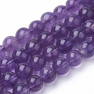 Natural Amethyst Beads Strands, Round, 8mm, Hole: 1mm, about 50pcs/strand, 15.7 inch(G-Q961-17-8mm)