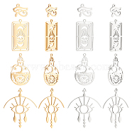 16Pcs 8 Style 201 Stainless Steel Laser Cut Pendants, Mixed Shapes, Golden & Stainless Steel Color, 12~38.5x13.5~32x1mm, Hole: 1.5mm, 2pcs/style(STAS-DC0009-93)
