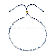 Glass Seed Beaded Slider Bracelet, Adjustable Bracelet, Royal Blue, No Size(JA6389-3)