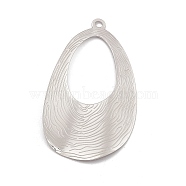 304 Stainless Steel Big Pendants, Teardrop Charm, Stainless Steel Color, 61.5x34x1mm, Hole: 3mm(STAS-B031-33P)