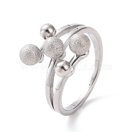 304 Stainless Steel Round Ball Finger Ring for Women, Stainless Steel Color, US Size 6 3/4~9(17.1~18.9mm)(RJEW-D120-13P)