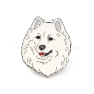 Dog Enamel Pin with Brass Butterfly Clutches, Alloy Badge for Backpack Clothing, Samoyed, 25x20.5x10mm, Pin: 1.1mm(JEWB-A006-04C)