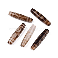 Tibetan Style dZi Beads, Natural Agate Beads, Dyed, Oval, Mixed Patterns, 57.5~58.5x12.5~14mm, Hole: 1.8~2.5mm(TDZI-N002-01E)